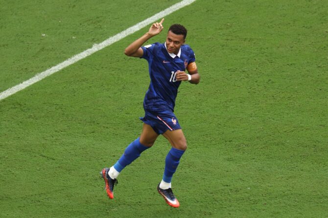 Kylian Mbappé bejubelt am 18. Juli 2026 im Stadion von Miami Gardens den ersten französischen Treffer im Spiel um Platz 3 der WM 2026 gegen England. (Jamie Squire / Getty Images North America via Getty Images)