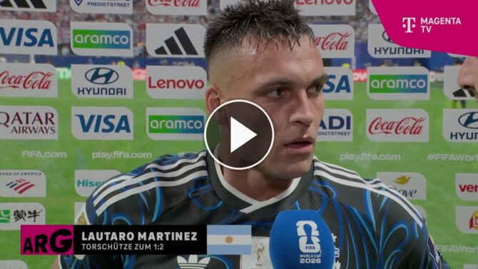 Siegtorschütze Lautaro Martinez im emotionalen MagentaTV-Interview nach Argentiniens 2:1 im WM-Halbfinale gegen England. (Screenshot: MagentaTV)