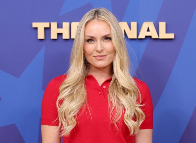 Ski-Star Lindsey Vonn auf dem FIFA Gold Carpet vor dem WM-Finale 2026 zwischen Spanien und Argentinien am 19. Juli 2026 im MetLife Stadium in East Rutherford. (Michael Loccisano / Getty Images North America via Getty Images)