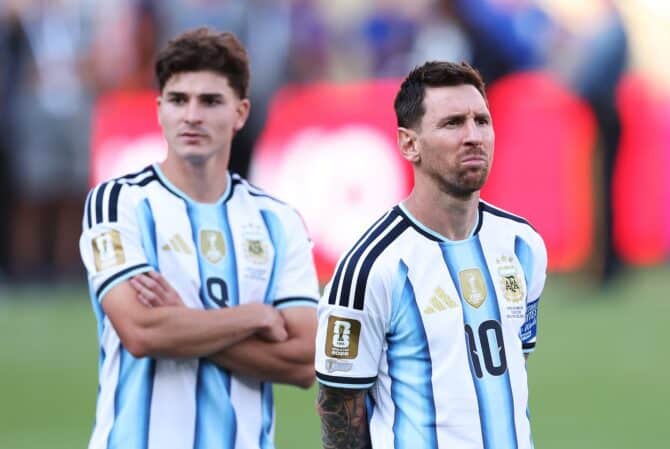 Lionel Messi nach der 0:1-Niederlage im WM-Finale 2026 gegen Spanien im MetLife Stadium.