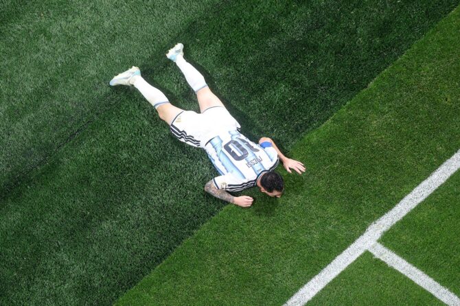 Argentiniens Superstar Lionel Messi bejubelt seinen Treffer zum zweiten argentinischen Tor im Achtelfinale der WM 2026 gegen Ägypten am 7. Juli 2026 im Atlanta Stadium. (Dan Mullan / Getty Images North America via Getty Images)