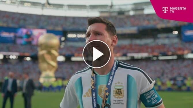 Traenen bei Lionel Messi nach dem verlorenen WM-Finale 2026 (Screenshot: MagentaTV)