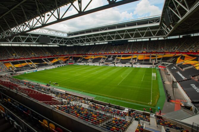Die Merkur Spiel-Arena in Düsseldorf, Heimspielstätte von Fortuna Düsseldorf, aufgenommen am 16. August 2020. (Copyright Depositphotos.com)