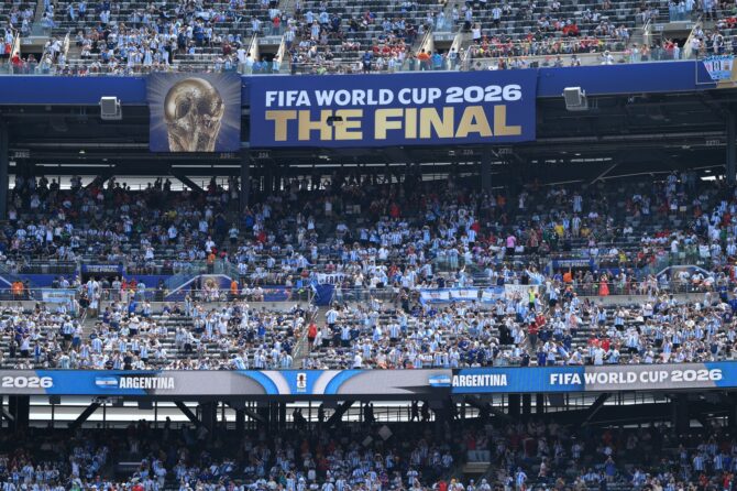 Stimmungsvolle Kulisse im MetLife Stadium vor dem WM-Finale 2026 zwischen Spanien und Argentinien am 19. Juli 2026 in East Rutherford. (David Ramos / Getty Images North America via Getty Images)