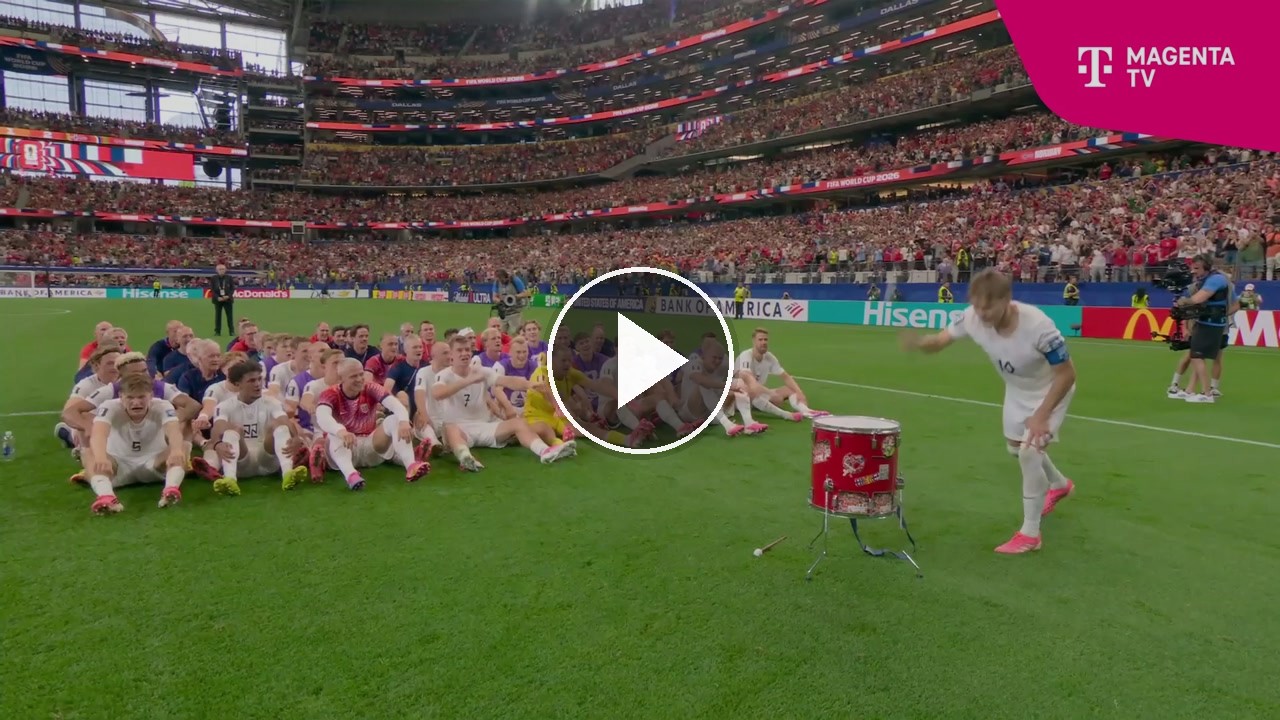 MagentaTV WM 2026 Video: Norwegens Ruder-Jubel nach dem Achtelfinal-Einzug – Ödegaard an der Trommel