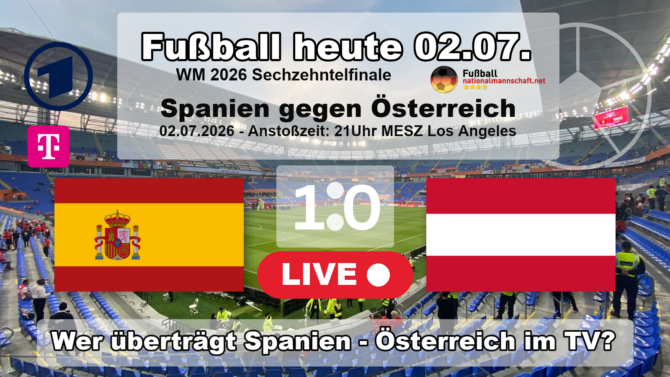 Fußball heute ARD live - 1:0 - Wer überträgt Spanien vs. Österreich? WM 2026 heute live im TV und Stream