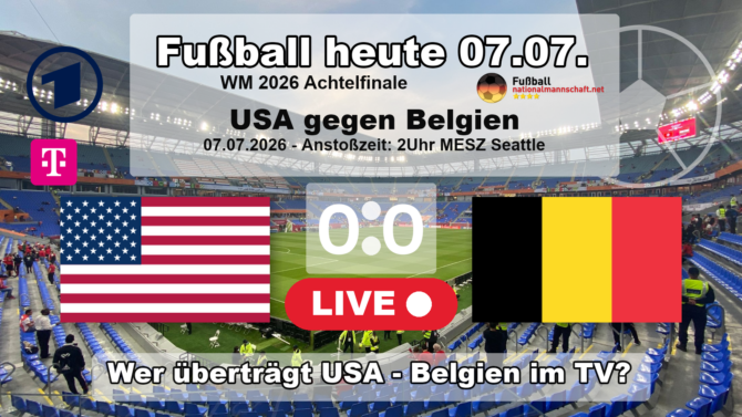 Fußball heute ARD live: Wer überträgt USA - Belgien im Achtelfinale der WM 2026?