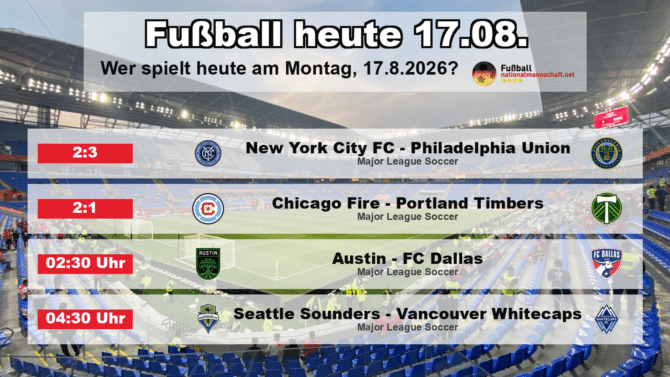 Fußball heute am 17. August 2026: Spielplan-Grafik mit allen Partien und Anstoßzeiten