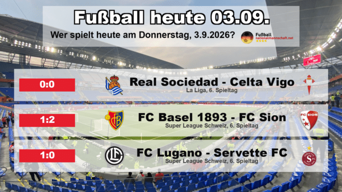 Fußball heute am 3. September 2026: Spielplan-Grafik mit allen Partien und Anstoßzeiten