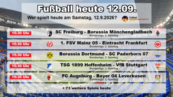 Fußball heute am 12. September 2026: Spielplan-Grafik mit allen Partien und Anstoßzeiten