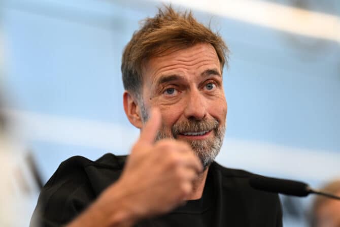 Jürgen Klopp, Trainer der deutschen Nationalmannschaft, während einer DFB-Pressekonferenz