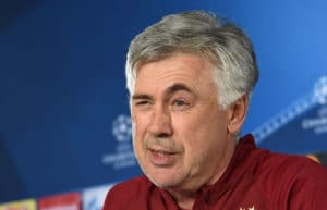 Carlo Ancelotti bei der Pressekonferenz der Champions League vor dem Speil gegen den FC Rostovam 12.September 2016. / AFP PHOTO / CHRISTOF STACHE