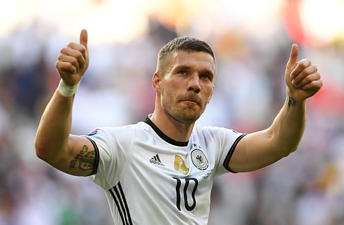 Lukas Podolski wird gegen England sein letztes Länderspiel absolvieren. (Foto AFP)